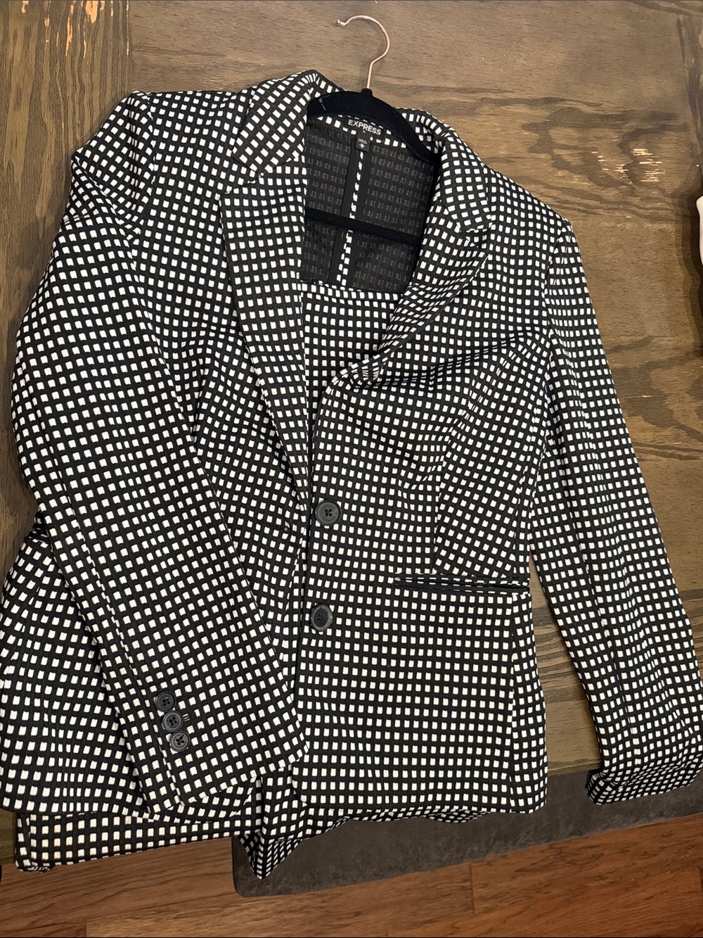 Express Black & White Checked Women's Blazer & skirt